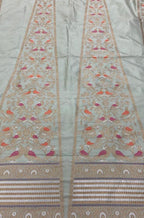 Pastel Banarasi Pure Katan Silk Unstitched Lehenga Set - Luxurion World