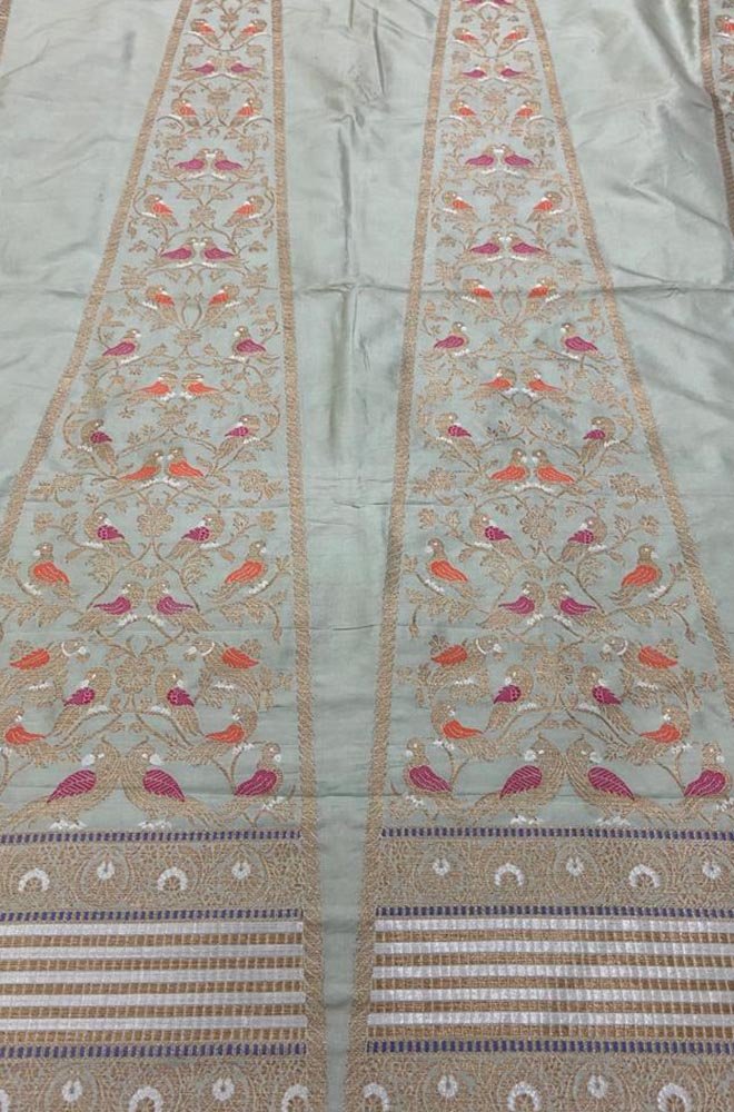 Pastel Banarasi Pure Katan Silk Unstitched Lehenga Set - Luxurion World