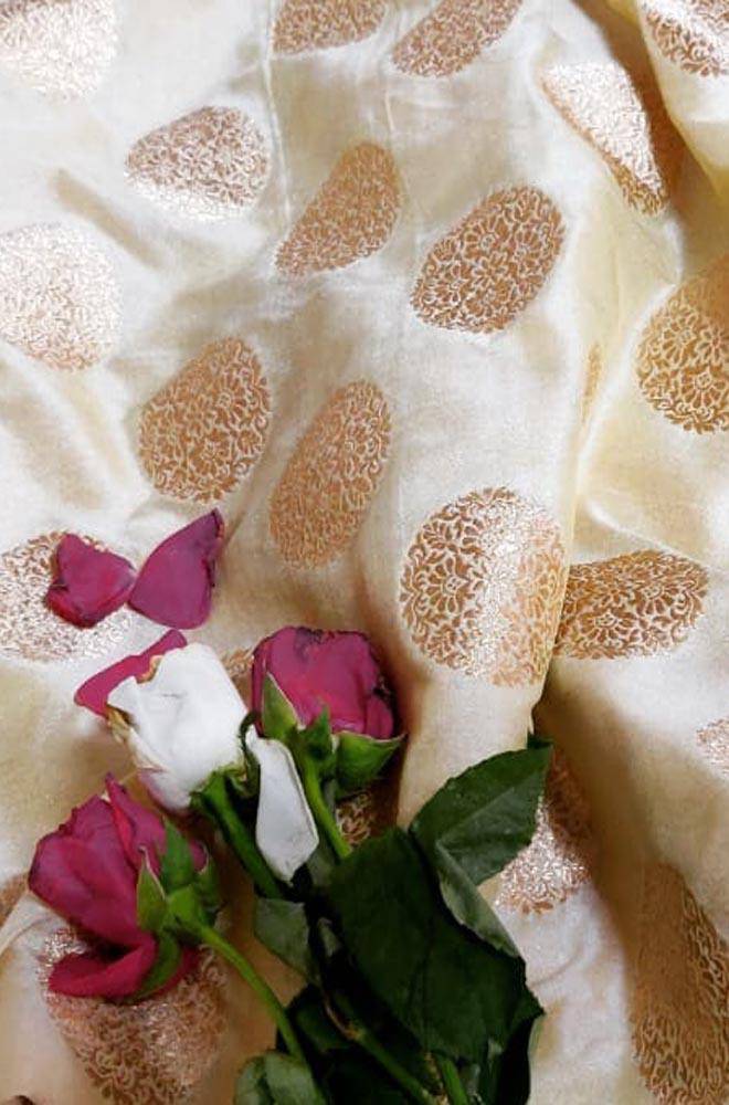 Pastel Banarasi Silk Fabric ( 0.9 Mtr)