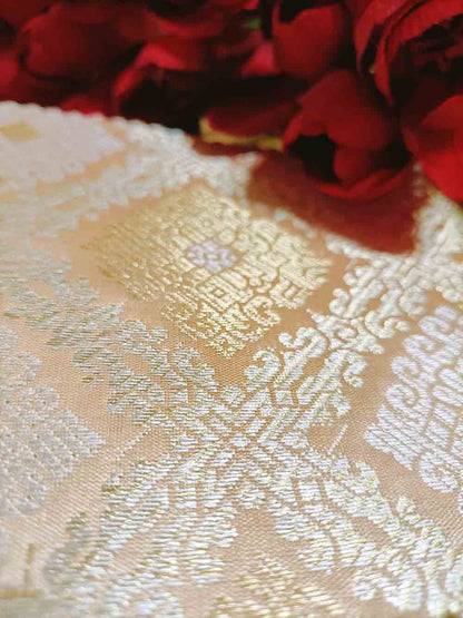 Pastel Banarasi Silk Fabric (  1 Mtr ) - Luxurion World