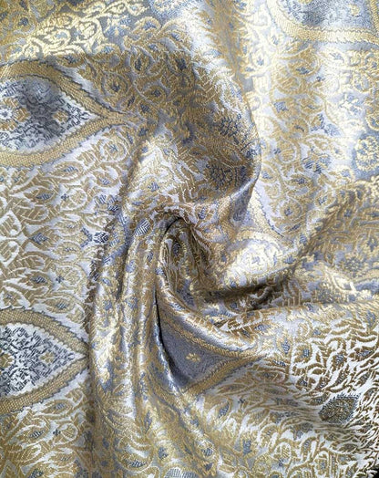 Pastel Banarasi Silk Fabric ( 1 Mtr ) - Luxurion World