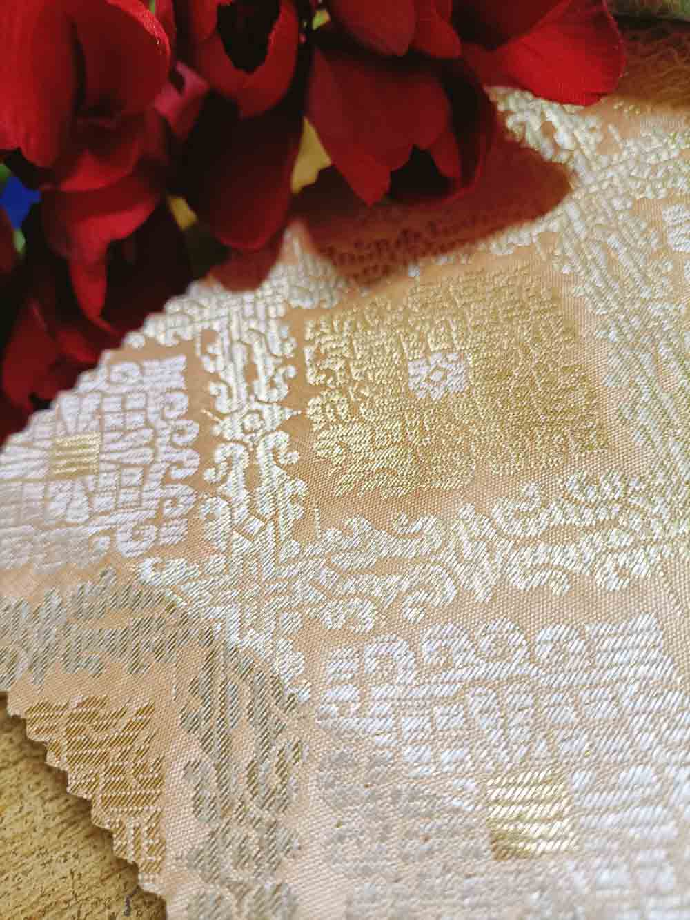 Pastel Banarasi Silk Fabric (  1 Mtr ) - Luxurion World