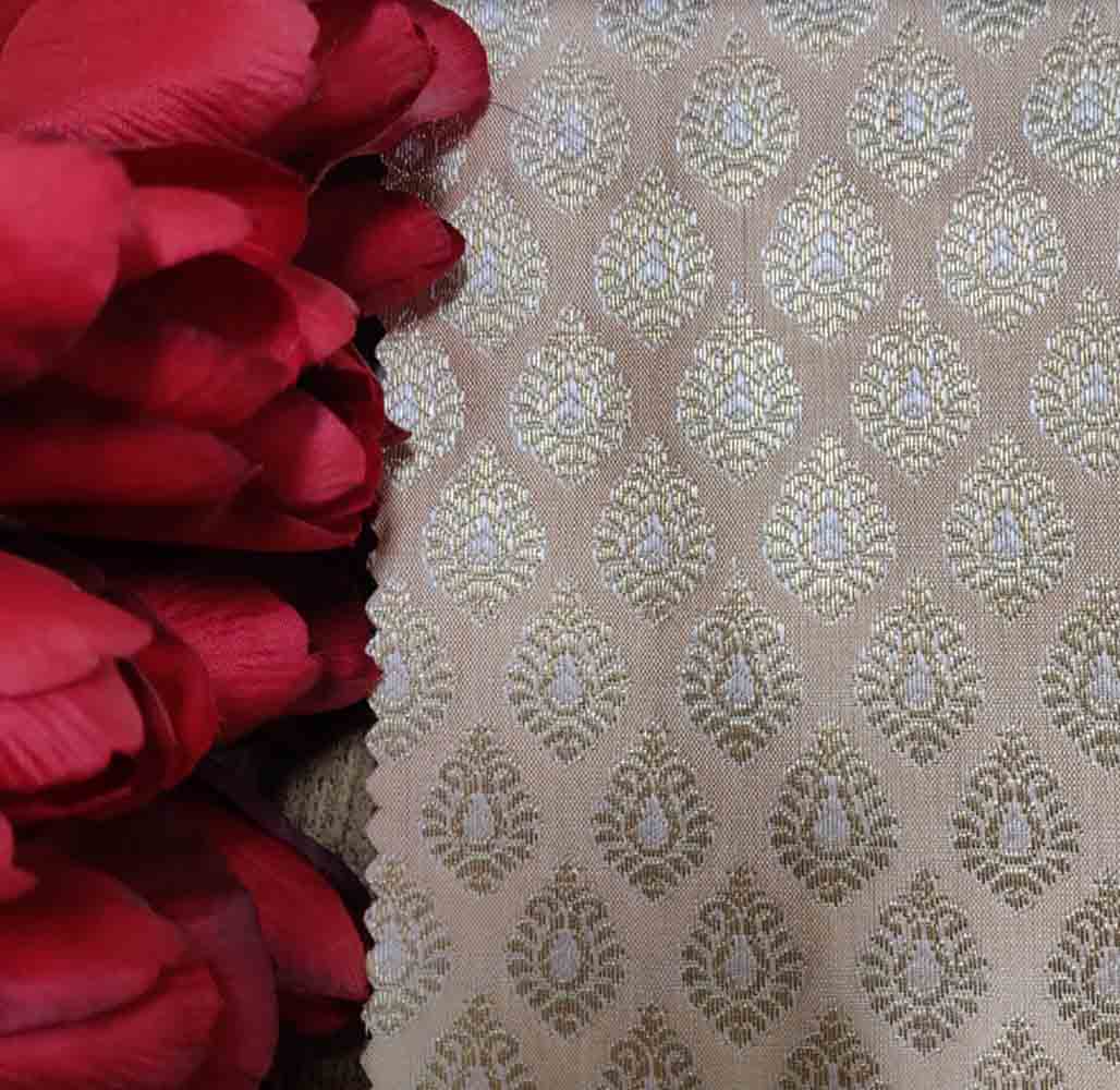 Pastel Banarasi Silk Fabric (  1 Mtr ) - Luxurion World