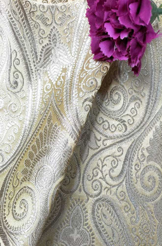 Pastel Banarasi Silk Fabric ( 1 Mtr ) - Luxurion World