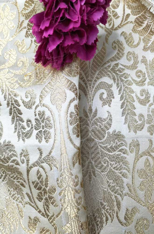 Pastel Banarasi Silk Fabric ( 1 Mtr ) - Luxurion World