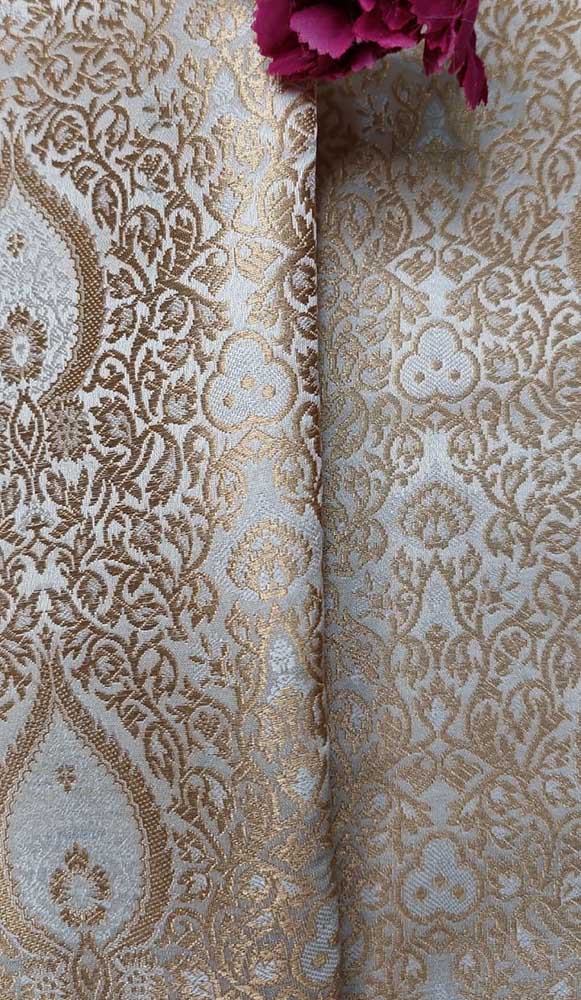 Pastel Banarasi Silk Fabric ( 1 Mtr ) - Luxurion World