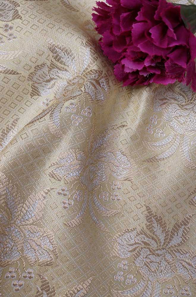 Pastel Banarasi Silk Fabric ( 1 Mtr ) - Luxurion World