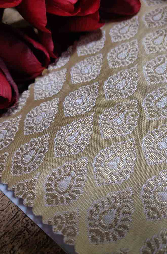 Pastel Banarasi Silk Fabric (  1 Mtr ) - Luxurion World
