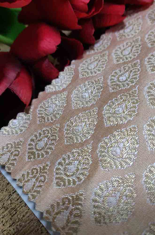 Pastel Banarasi Silk Fabric (  1 Mtr ) - Luxurion World