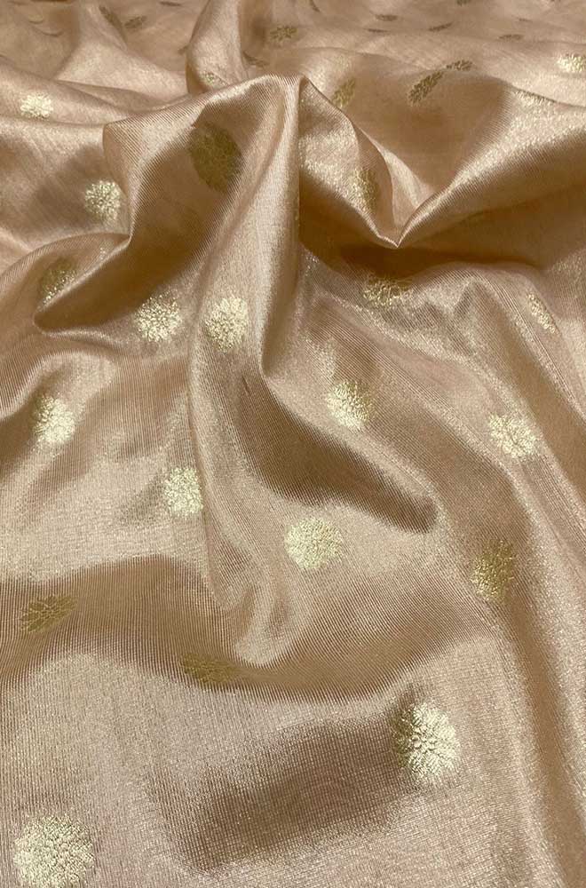 Pastel Banarasi Tissue Silk Zari Booti Design Fabric ( 1 Mtr ) - Luxurion World