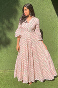 Pastel Block Printed Long Gown - Luxurion World