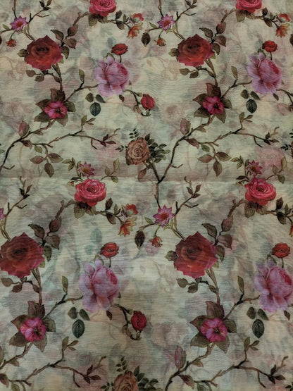 Pastel Digital Printed Chanderi Cotton Fabric (0.5 mtr)