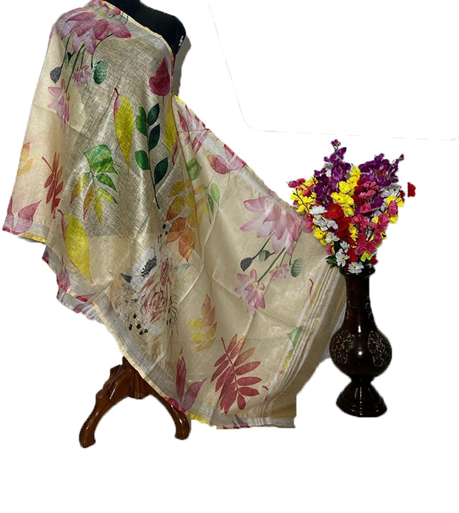 Pastel Digital Printed Linen Dupatta - Luxurion World
