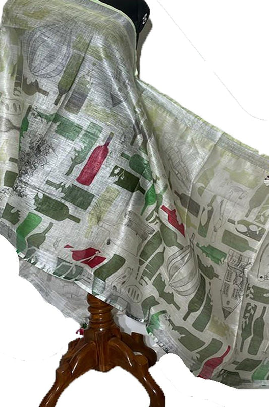 Pastel Digital Printed Linen Dupatta - Luxurion World