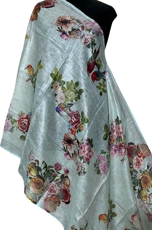 Pastel Digital Printed Linen Floral Design Dupatta - Luxurion World