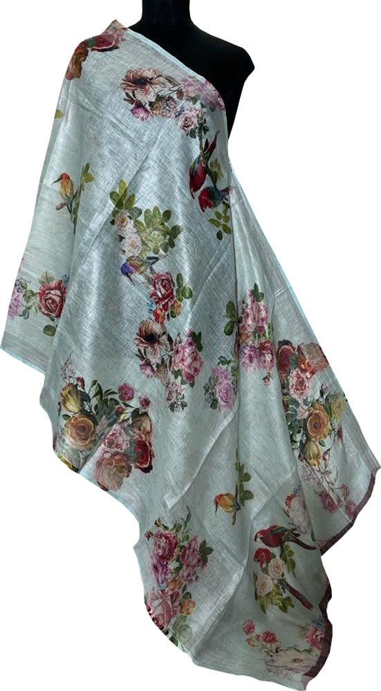 Pastel Digital Printed Linen Floral Design Dupatta - Luxurion World