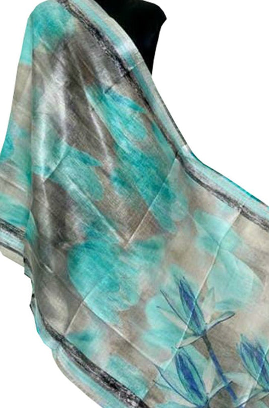 Pastel Digital Printed Linen Floral Design Dupatta - Luxurion World