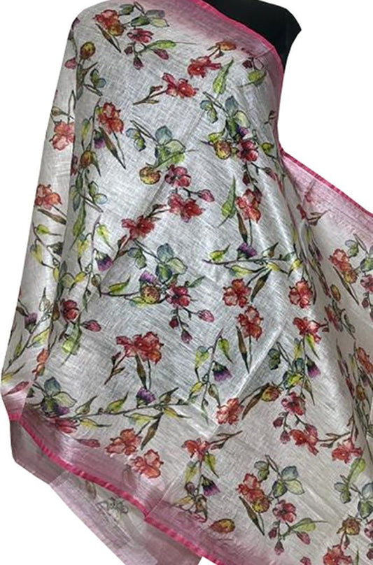 Pastel Digital Printed Linen Floral Design Dupatta - Luxurion World