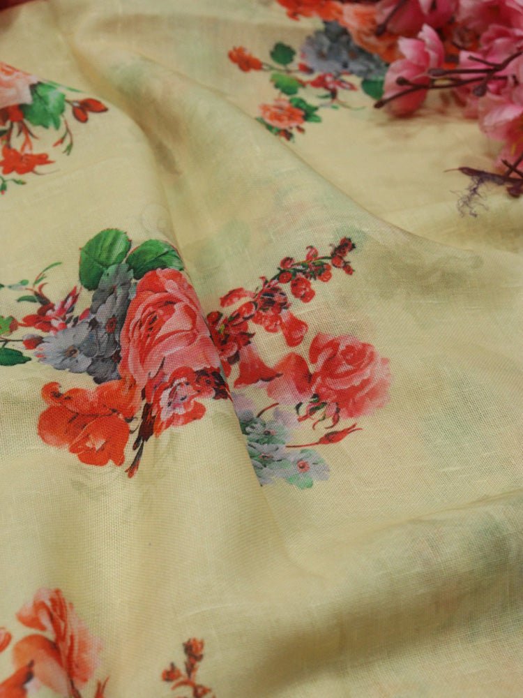 Pastel Digital Printed Linen Jute Fabric (1 mtr)