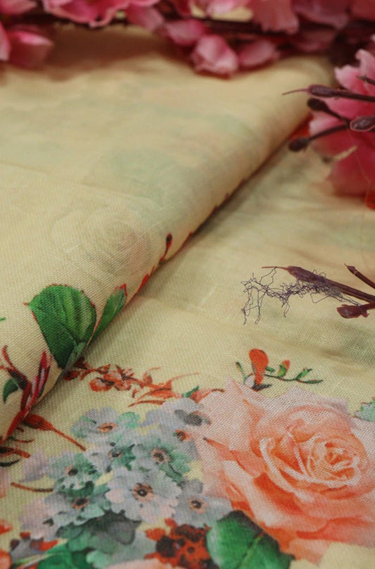 Pastel Digital Printed Linen Jute Fabric (1 mtr) - Luxurion World