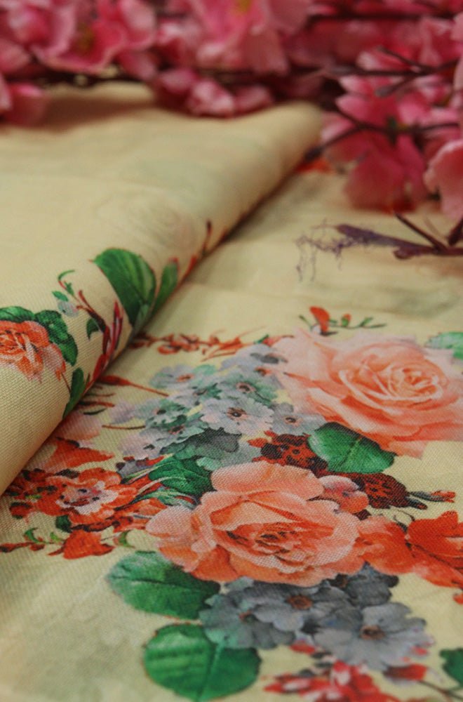 Pastel Digital Printed Linen Jute Fabric (1 mtr) - Luxurion World
