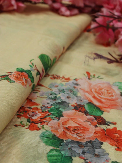 Pastel Digital Printed Linen Jute Fabric (1 mtr) - Luxurion World
