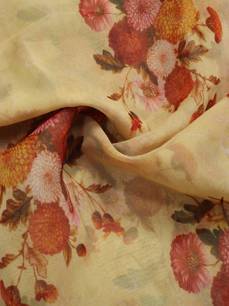 Pastel Digital Printed Organza Silk Fabric (1 mtr) - Luxurion World