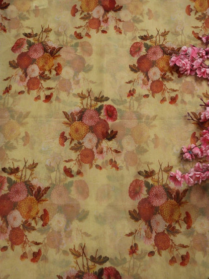 Pastel Digital Printed Organza Silk Fabric (1 mtr)