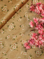 Pastel Digital Printed Tussar Silk Floral Design Fabric ( 1 Mtr ) - Luxurion World