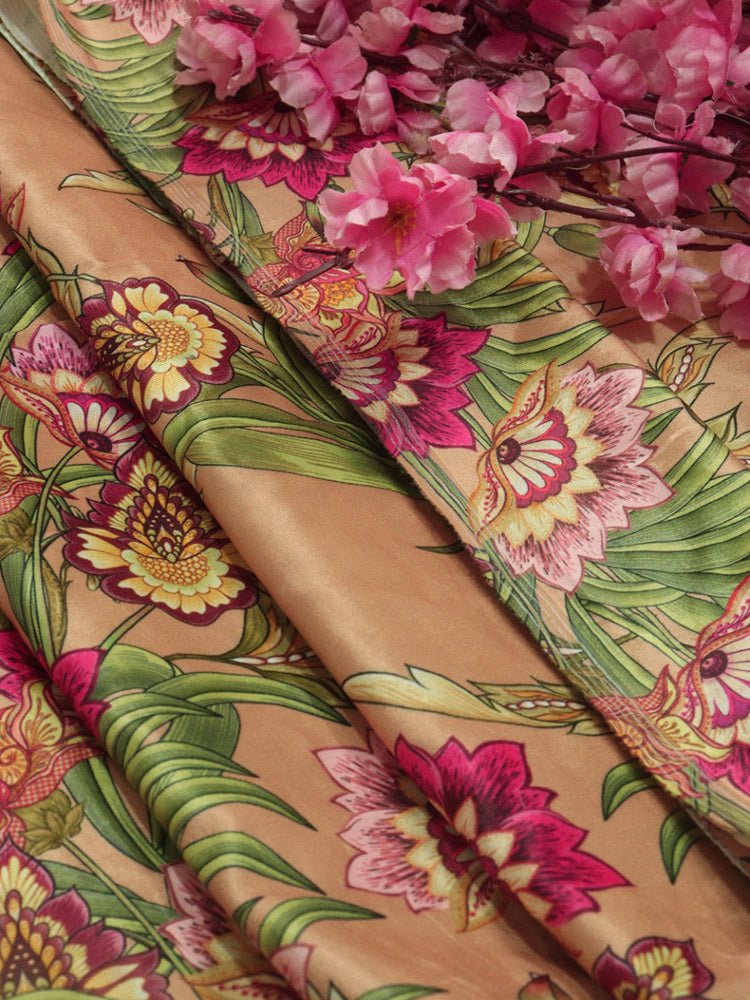 Pastel Digital Printed Velvet Floral Design Fabric ( 1 Mtr ) - Luxurion World