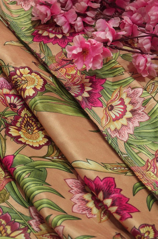 Pastel Digital Printed Velvet Floral Design Fabric ( 1 Mtr )