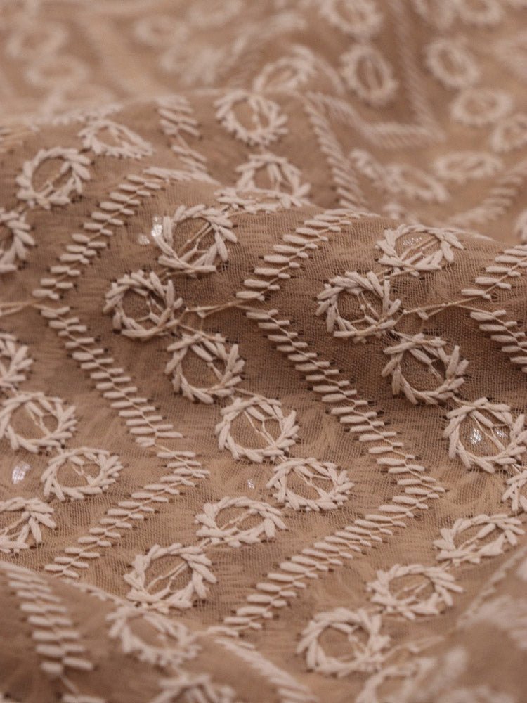 Pastel Embroidered Chikankari Georgette Fabric (1 mtr) - Luxurion World