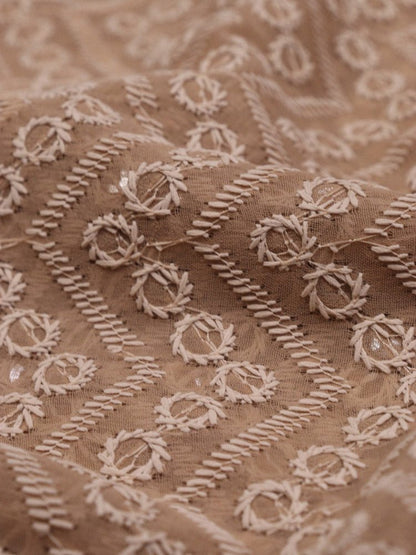 Pastel Embroidered Chikankari Georgette Fabric (1 mtr) - Luxurion World