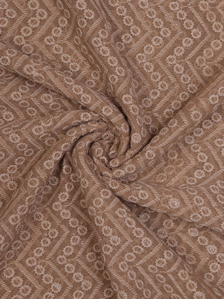 Pastel Embroidered Chikankari Georgette Fabric (1 mtr) - Luxurion World