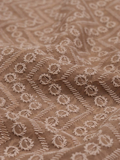 Pastel Embroidered Chikankari Georgette Fabric (1 mtr) - Luxurion World