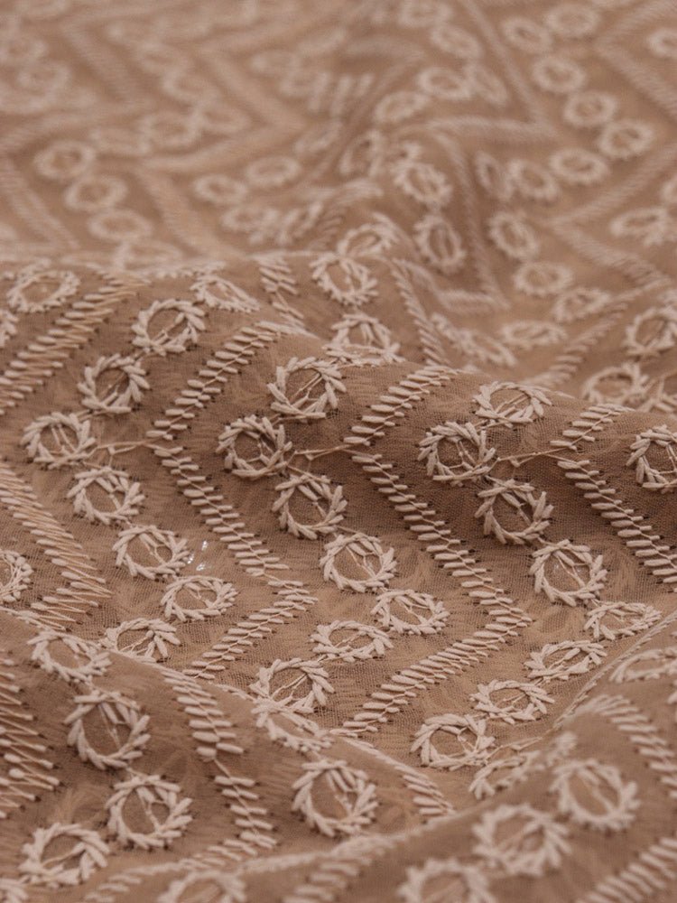 Pastel Embroidered Chikankari Georgette Fabric (1 mtr) - Luxurion World
