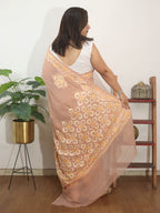 Pastel Embroidered Kashmiri Aari Work Georgette Saree - Luxurion World