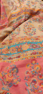 Pastel Embroidered Kashmiri Kani Work Pure Silk Saree - Luxurion World