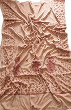 Pastel Embroidered Kashmiri Sozni Work Crepe Flower Design Saree - Luxurion World