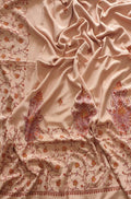 Pastel Embroidered Kashmiri Sozni Work Crepe Flower Design Saree - Luxurion World