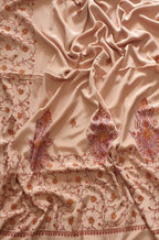 Pastel Embroidered Kashmiri Sozni Work Crepe Flower Design Saree - Luxurion World