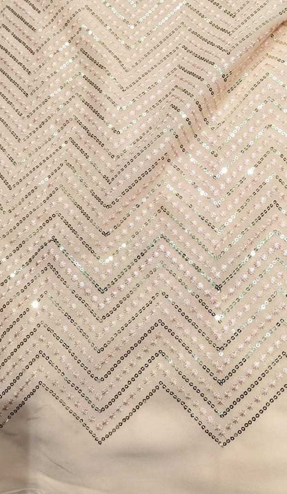 Pastel Embroidered Trendy Georgette Sequins Work Fabric ( 1 Mtr ) - Luxurion World