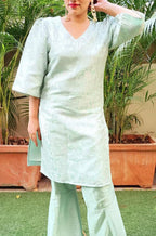 Pastel Green Brocade Silk Suit Set - Luxurion World