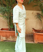 Pastel Green Brocade Silk Suit Set - Luxurion World