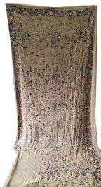 Pastel Hand Embroidered Parsi Gara Pure Georgette Floral Design Saree - Luxurion World