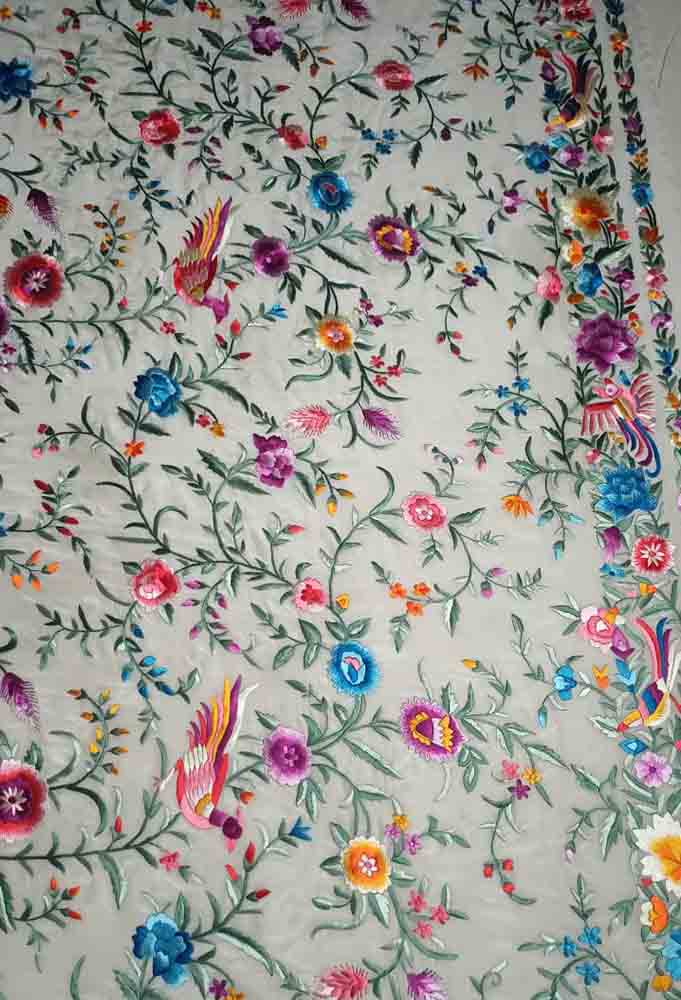 Pastel Hand Embroidered Parsi Gara Pure Georgette Floral Design Saree - Luxurion World