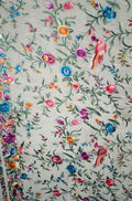Pastel Hand Embroidered Parsi Gara Pure Georgette Floral Design Saree - Luxurion World