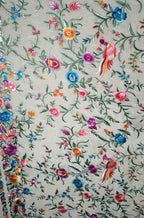 Pastel Hand Embroidered Parsi Gara Pure Georgette Floral Design Saree - Luxurion World