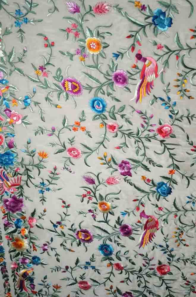 Pastel Hand Embroidered Parsi Gara Pure Georgette Floral Design Saree - Luxurion World