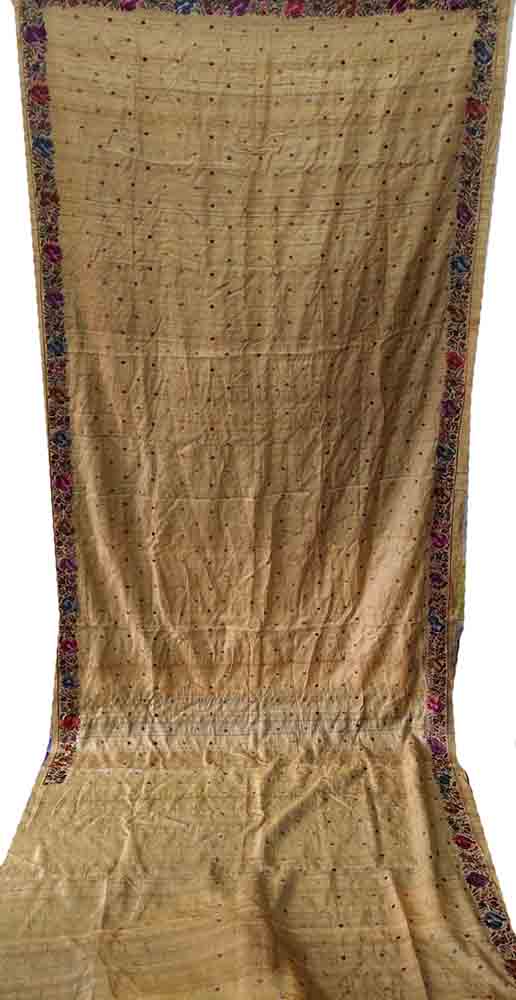Pastel Hand Embroidered Parsi Gara Tussar Silk Saree - Luxurion World